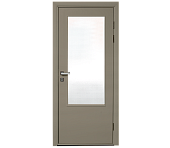 Влагостойкая дверь ПВХ EtaDoor с окном цвет мокко одностворчатая с алюминиевой кромкой